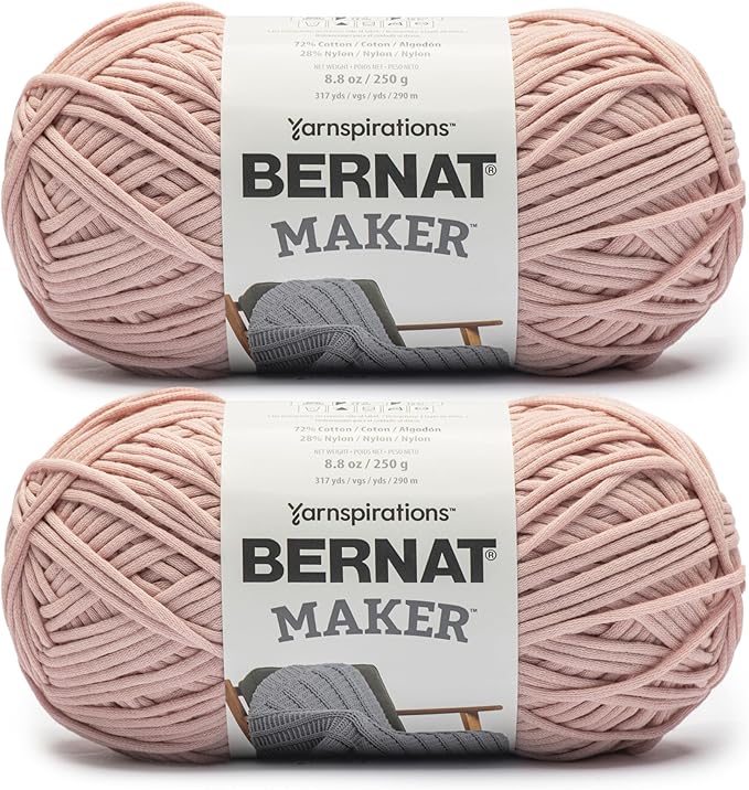 Bernat Maker Soft Peach Yarn - 2 Pack of 250g/8.8oz - 72% Cotton 28% Nylon - #5 Bulky - 290m/317Yards - for Knitting, Crochet and Amigurumi