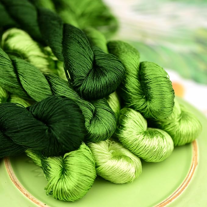 Natural Silk Thread – 7 Colors, 110m Each, Handmade Silk Embroidery Floss for Hand Embroidery, Cross-Stitch, Needlework Projects(04)