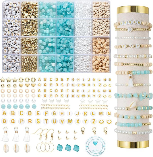 xylise jewelry making supplies kit natural stone beads for irregular natural stone with for diy craft bracelet necklace earrings for adults (blue)