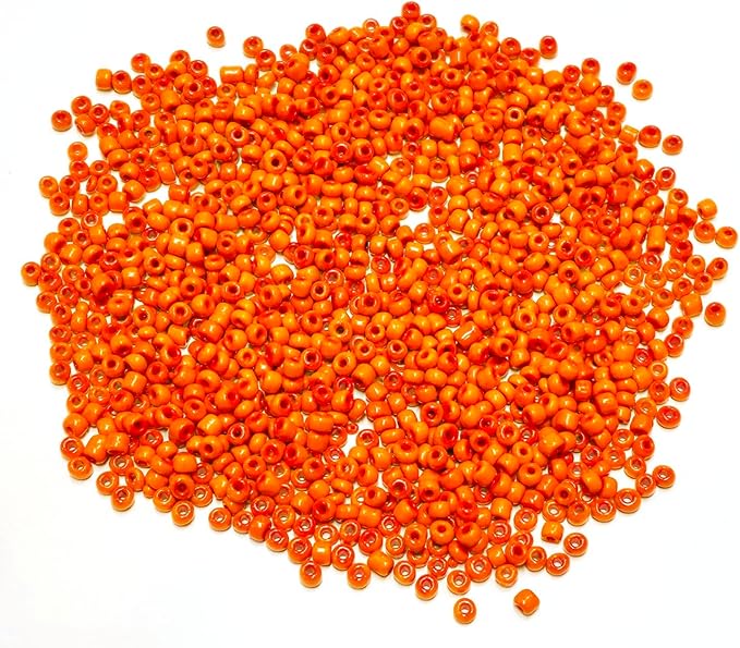 Perlin Glass Seed Beads 4mm 6/0 Round 1100pcs Mini Small Pony Spacer Beads Kit for Jewelry Making Earrings Bracelets Pendants Waist DIY Handmade (Orange Opaque)
