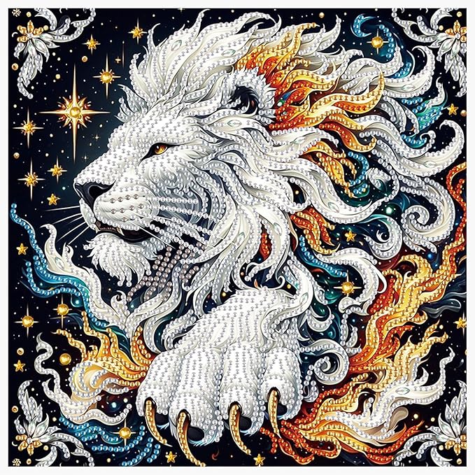 AiYuanzsh 5D Special Shaped Diamond Painting Kit - Mighty King Lion Design, Unique Crystal Rhinestone Diamond Art Set for Beginners and Adults, Perfect for Home Wall Decor and Holiday Gifts