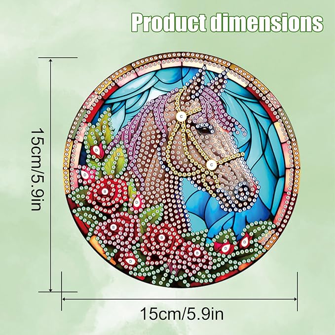 LazyFold Hanging Ornament, Diamond Painting Kits Hanging Pendants - DIY Horse Rose 5D Crystal Rhinestone Art, Home Garden Wall Door Birthday Festival Gift