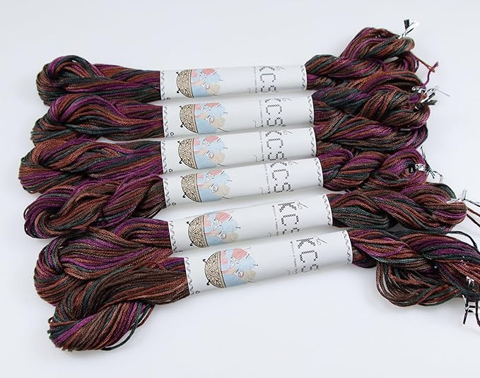 KCS Big skeins of 25 Meters Size 25 Color Variegated Cross Stitch Stranded Threads,6 skeins,4522