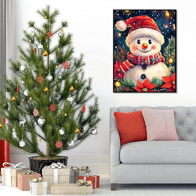Christmas Paint by Numbers for Adult,Snowman Paint by Numbers Kit for Adults Beginners, DIY Acrylic Painting on Canvas for Home Wall Art Decor 16x20 Inch