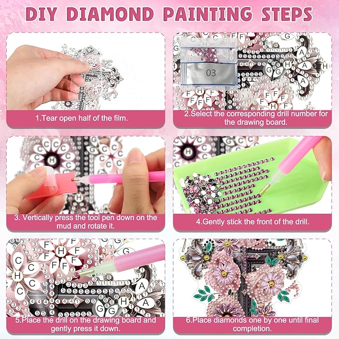 DOMROM Cross Diamond Art Hanging Kits for Adults Beginners, Special Shaped Crystal Diamond Painting Cross Pendant, DIY Diamond Art Suncatchers for Home Garden Wall Decor Gift