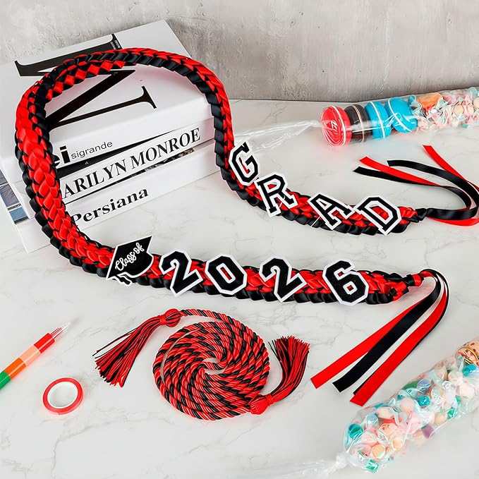 YLOLUL 16 Pcs Graduation Leis 2026 Graduation Candy Lei Kit with Honor Cord Class of 2026 Graduation Ribbon Money Lays Necklace Graduation Gift Party Accessories for Women Men
