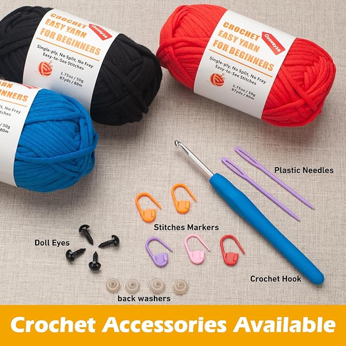 Coowayze Beginners Crochet Yarn for Crocheting, Cotton Yarn for Crochet & Knitting, 3 Pack×1.8 oz Thick and Soft Amigurumi Yarn with Easy-to-See Stitches-Worsted Medium # 4, Cotton-Nylon Blend