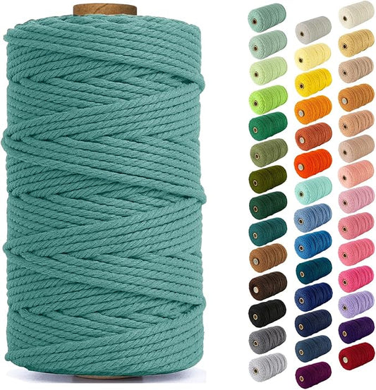 Nook Theory Macrame Cord - 4mm 109 Yards Cotton Rope, 3mm 5mm Yarn, String for Crafts, Perfect for Macrame Wall Hanging and Boho Decorations (Eucalyptus)