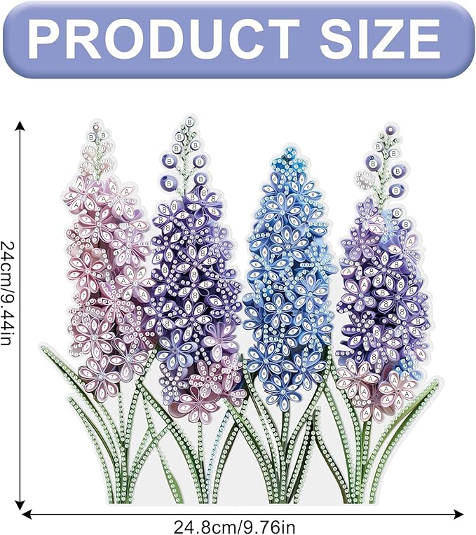 AiYuanzsh Diamond Painting Suncatcher Hanging Kit, Special Shaped Lavender Flowers DIY Diamond Art Pendant for Adults, Window & Wall Decor, 5D Crystal Diamond Art Kit