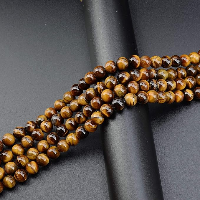 LPBeads 80Pcs Polished 10mm Round Natural Yellow Tiger Eye Gemstone Loose Beads with Stretch Cord for Jewelry Making Bracelets