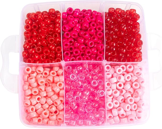 Gxueshan 4500 Pcs Acrylic Pony Beads Bulk Large Hole Plastic White Green Gold Red Black Blue Pink 24 Assorted Colors Kandi Hair Beads for Crafts Friendship Bracelet Jewelry Making Kit Set (4500)
