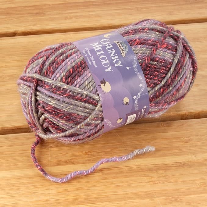 JubileeYarn Chunky Melody Yarn - 100g/Skein Bulky Wool Blend - Fireking Purple - 4 Skeins