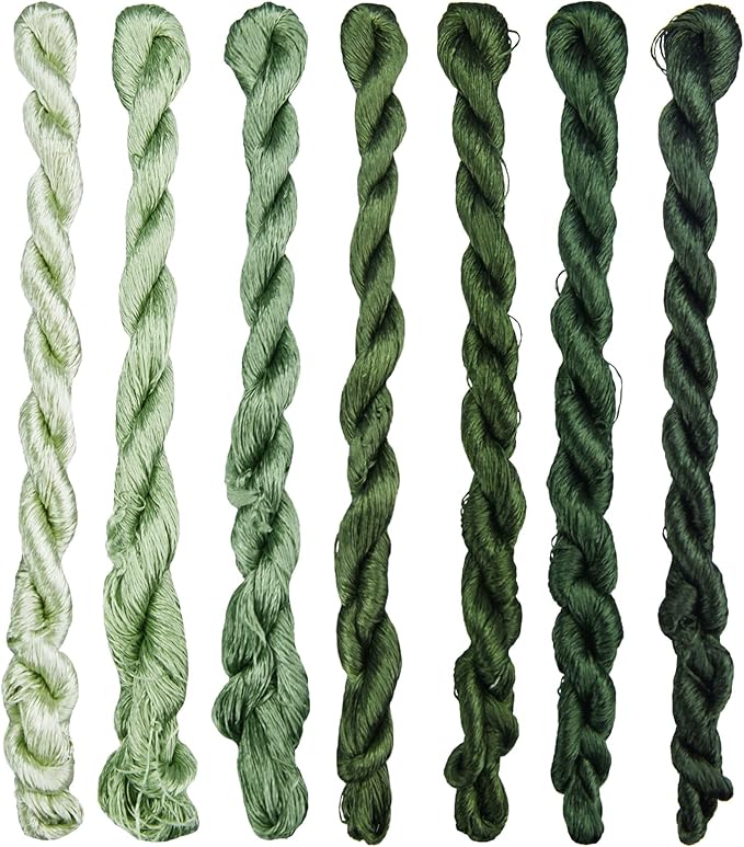 Natural 100% Silk Thread, Handmade Embroidery Thread Silk Floss 7 Colors 110m Each (15)