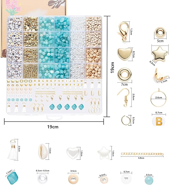 xylise jewelry making supplies kit natural stone beads for irregular natural stone with for diy craft bracelet necklace earrings for adults (blue)