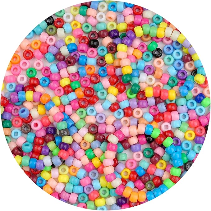 1000pcs Pony Beads, 15 Color Kandi Beads for Bracelets Making Kit, Hair Braids Crafts Jewelry Making Crafts Friendship Necklace Earrings DIY(Solid Color Mixing)