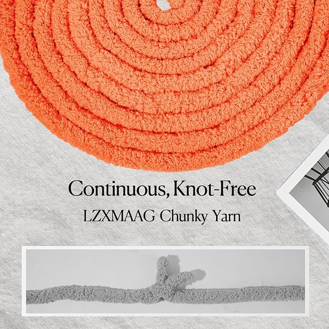 Chunky Chenille Yarn for Hand Knitting and Blankets, Super Soft Jumbo Yarn Pack for Crocheting, Bulky DIY Projects, 8 Skeins, Rust Orange