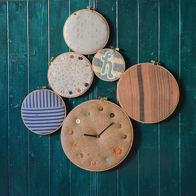 Sherbo 3 Pieces Beech Wood Embroidery Hoops Set By 4 Inch to 6 Inch Circle Hoop Ring Cross Stitch Cotton for DIY Embroidery Floss Starter of Sewing Art Kits Crafts