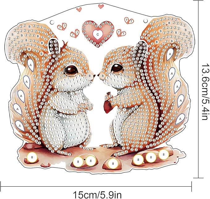 AiYuanzsh Diamond Painting Kits Hanging Decoration, Adults Beginners 5D Diamond Art Painting Love Couple Squirrels, DIY Special Shape Diamond Craft Wall Garden Decoration Valentine's Day Gifts