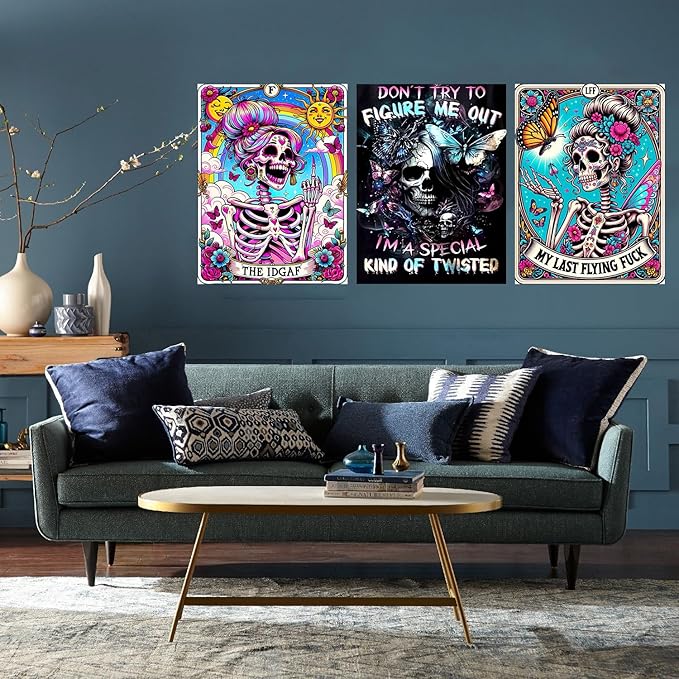 Meothan Diamond Art Kits for Adults, 3 Pack Horror Skull Diamond Painting Kits for Adults, 5D DIY Round Full Drill Gothic Gem Art Paint by Diamonds Dots Crafts Kits for Home Decor Gift 12x16inch
