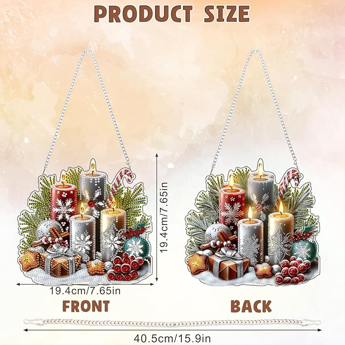 DOMROM Santa and Castle Diamond Art Hanging Kits for Adults Beginners, Christmas Special Shaped Crystal Diamond Painting Santa Pendant, DIY Diamond Art Suncatchers for Home Garden Wall Decor Gift