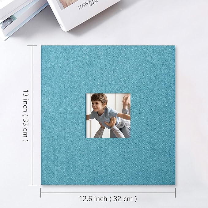 Vienrose Large Photo Album Self Adhesive for 4x6 8x10 10x12 Pictures Linen Scrapbook Album DIY 40 Blank Pages with A Metallic Pen