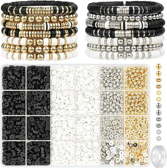 Gionlion 3000 Pcs Clay Beads Bracelets for Women Adults, Bracelet Making kit Golden Beads for Jewelry Making, Charms Bracelet Kit DIY Arts and Crafts Birthday Valentines Day Gifts