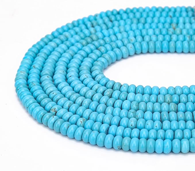 2 Strands (150PCs) Natural Blue Turquoise Rondelle Beads, 5 * 8mm Gemstone Loose Spacer Abacus Disk Beads for DIY Bracelet Necklace Earrings Jewelry Making, Craft Supplies Beading Kit