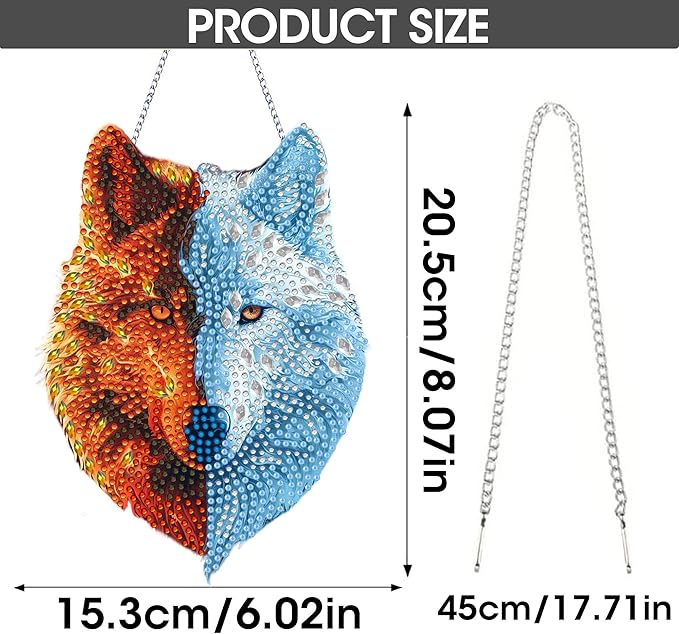 SKRYUIE Wolf Hanging Diamond Art Kits for Adults Pendant Suncatcher, Special Shaped Crystal DIY Pearl Diamond Painting Kit, Gift for Mother Spring Summer Window Wreath Decor 7.91 x 6.02 Inch A3