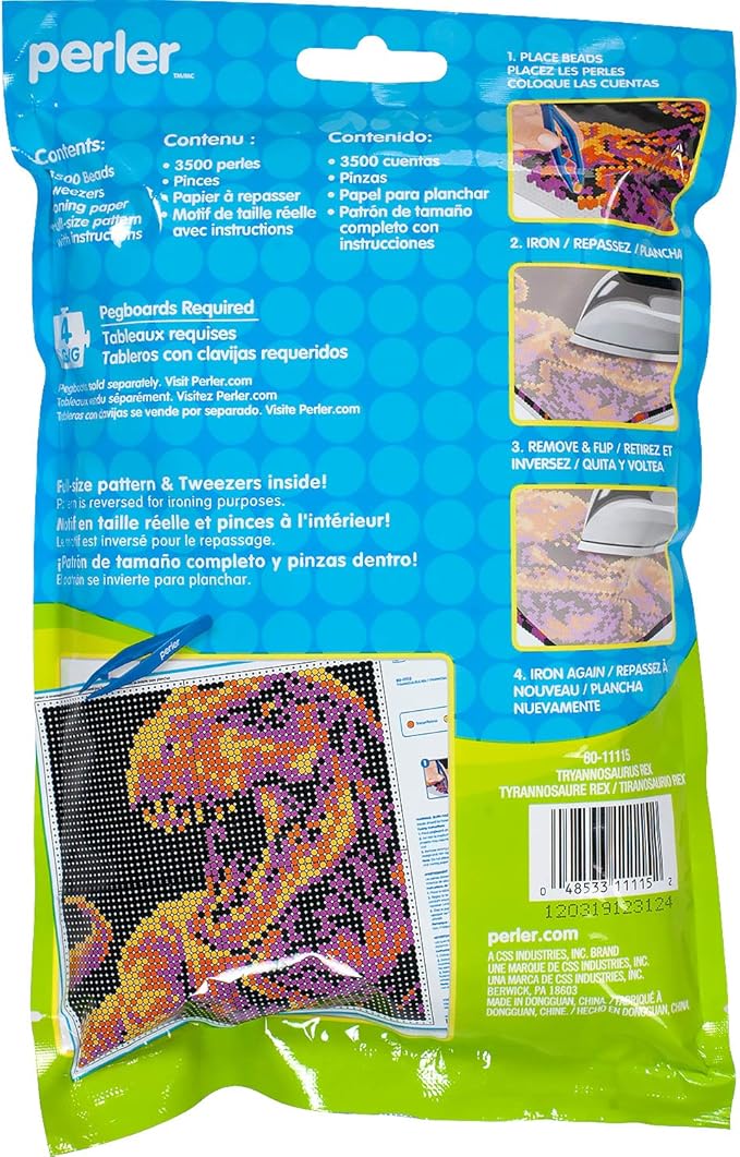 Perler Tyrannosaurus Rex Pattern Bag Beads Kit, 3500pcs, Dino