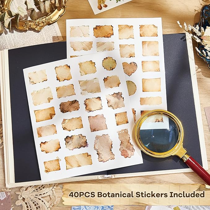 Gemmapylor 440PCS Vintage Scrapbook Paper,Junk Journal Ephemera Kit with 360 Decorative Papers & 80 Vintage Stickers, Aesthetic Journaling Supplies for Scrapbooking, Planner, DIY Crafts