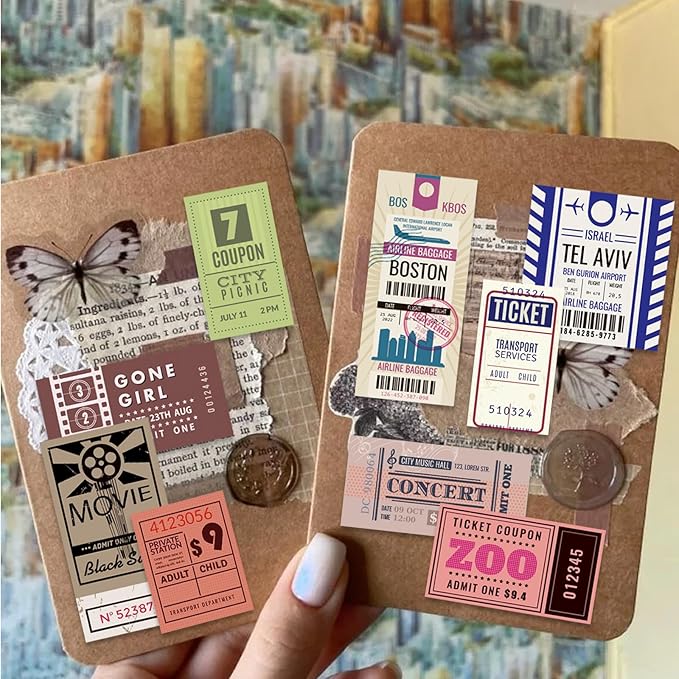 Vintage Stickers, 200 Pcs Scrapbooking Supplies for Bullet Journals, Planners, Letter, Card Album Making, Collage Art, Crafts, Water Bottle