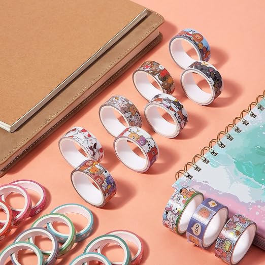 Mr. Pen- Cute Washi Tape Set - 24 Rolls Kawaii Animals Gold Foil Decorative Masking Tape for Journaling, Scrapbooking, Kids DIY Crafts, Aesthetic Supplies, Planners, Bullet Journal