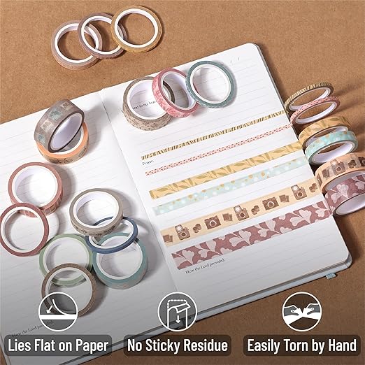 Mr. Pen- Washi Tape Set, 21 Rolls, Assorted Sizes, Vintage Charm Design, Washi Tape for Journaling