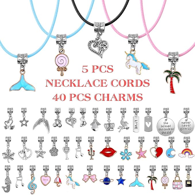 Mckanti 150 Pieces Mixed-Style Jewelry Making Kit, DIY Charm Bracelet & Necklace Craft Set with Beads, Pendants and Chains for Creative Handmade Accessories