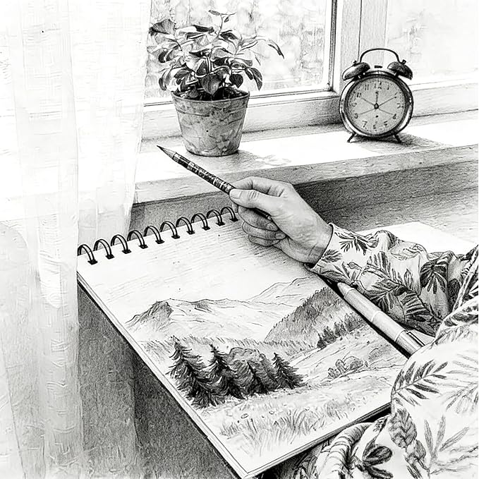 Sketch Book, Top Spiral Bound Sketch Pad, 100 Sheets 68lb/100gsm Drawing Paper, Acid Free Art Sketch Book Artistic Drawing Painting Writing Paper for Beginners Artists (1 Pack, 5.5"x8.5")