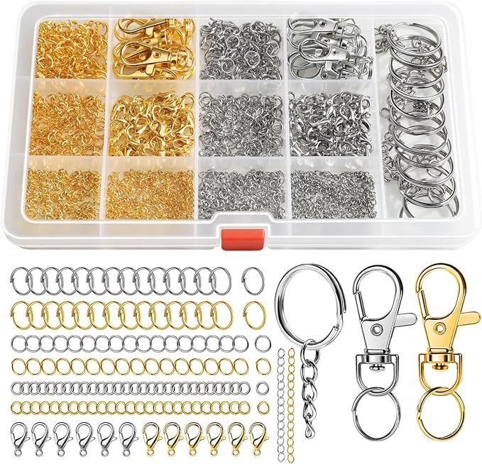 LEOBRO 968pcs Keychain Making Kit, Keychain Clip and Key Ring, Jump Rings for Jewelry Making, Lobster Claw Clasp, Key Chain Making Kit, for Keychains, Jewelry, Purse Making