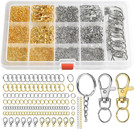 LEOBRO 968pcs Keychain Making Kit, Keychain Clip and Key Ring, Jump Rings for Jewelry Making, Lobster Claw Clasp, Key Chain Making Kit, for Keychains, Jewelry, Purse Making