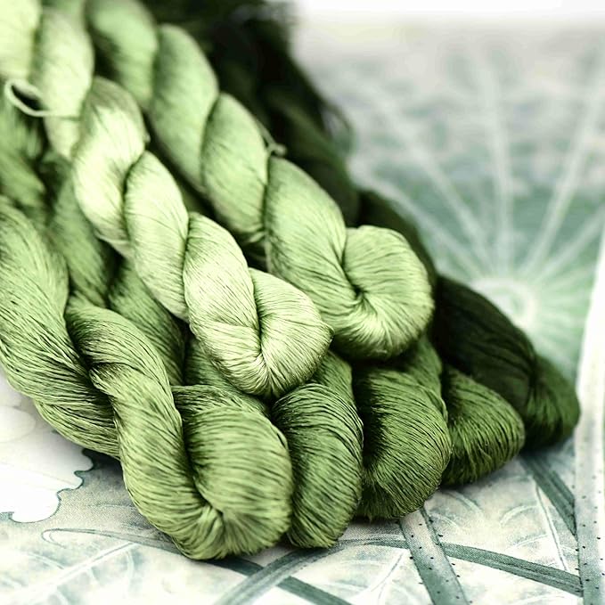 Natural 100% Silk Thread, Handmade Embroidery Thread Silk Floss 7 Colors 110m Each (15)