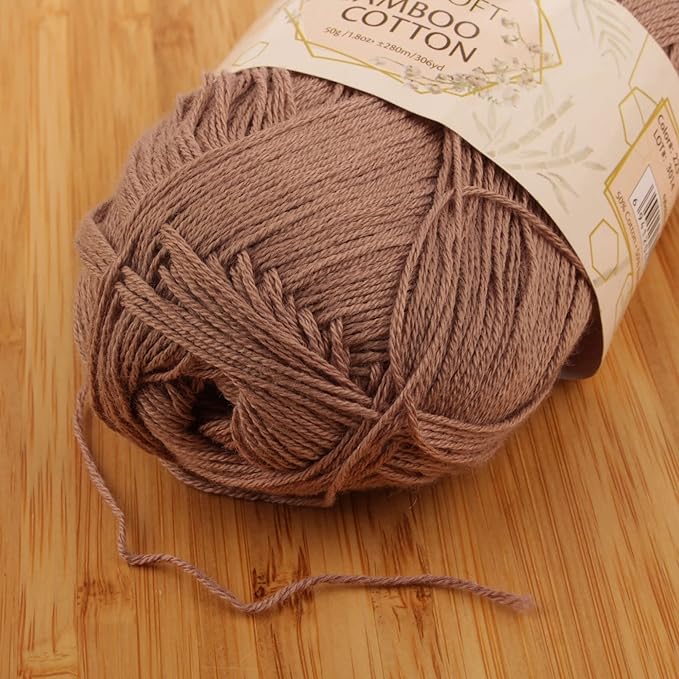 JubileeYarn Baby Soft Bamboo Cotton Yarn - 50g/Skein - Coffee Lover - 4 Skeins