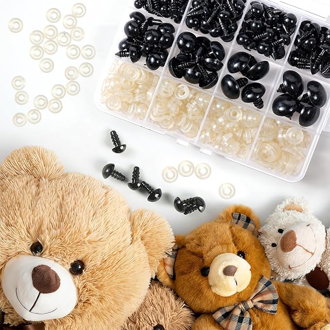 XKDOUS 6-18 mm, 8 Sizes Safety Eyes for Crocheting, Crochet Eyes for amigurumi, Stuffed Animal Doll Eyes for DIY Crafts