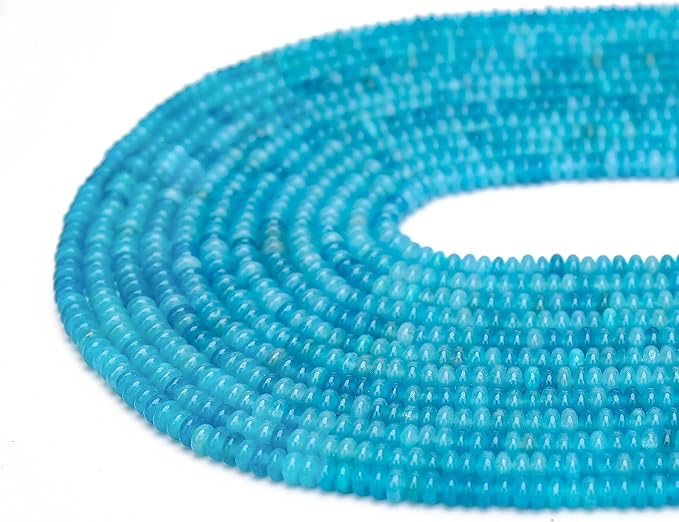2 Strands (300PCs) Lake Blue Jade Rondelle Beads, 2 * 4mm Gemstone Loose Spacer Abacus Disk Beads for DIY Bracelet Necklace Earrings Jewelry Making, Craft Supplies Beading Kit