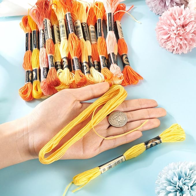 FASHEWELRY 218 Yards Friendship Bracelet String Orange Polyester Embroidery Floss 1mm Cross Stitch Cotton Floss for Hand Sewing Sachets Tassels Cushions Birthday Card DIY