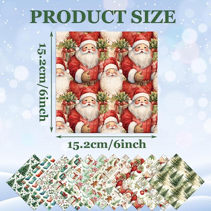 Christmas Pattern Scrapbook Paper, 6 Inch Card Production Supplies, 24 Sheets Single Sided Acid-Free Cardstock Greeting Card, Handmade Gift Journaling Craft Kits (H-style)
