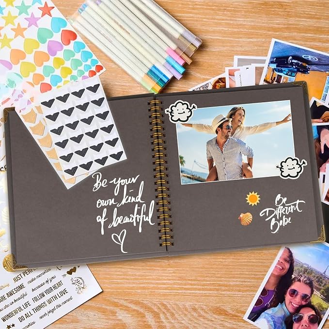 Joyberg Scrapbook 80 Pages, Scrapbooking Supplies 8 x 8 In, Scrapbook Album Suitable for Album Memory Book Wedding, Anniversary Family, DIY Craft Projects (Gray)