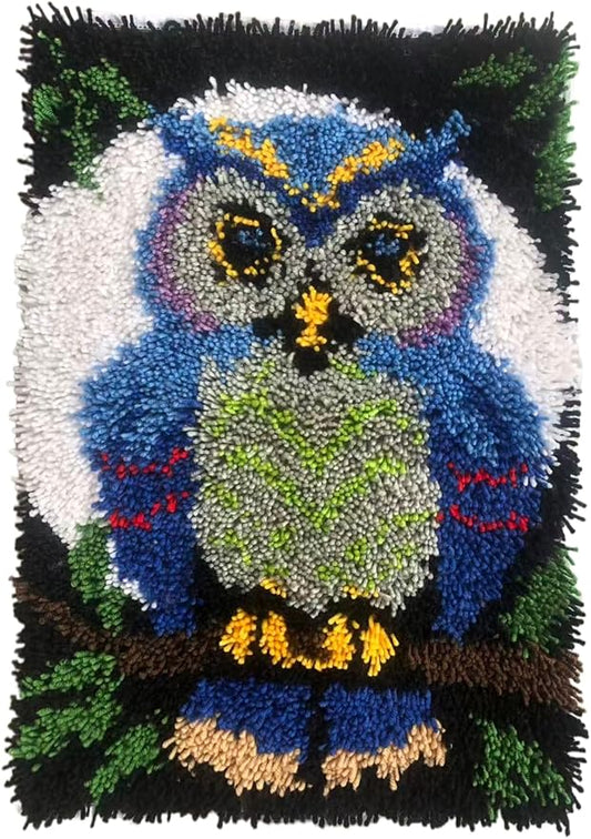 KitsMaster Latch Hook Kits for Adults, Crafts for Adults Women New Hobbies DIY Printed Canvas Rug for Home Decor Festival Gift 23.6''x15.8'' (Full Moon OWL)