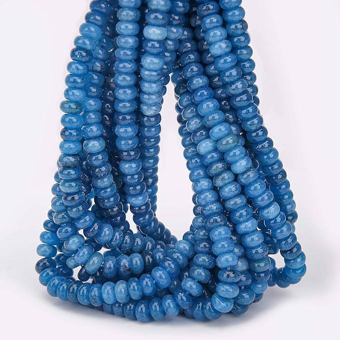 2 Strands (150PCs) Lake Blue Jade Rondelle Beads, 5 * 8mm Gemstone Loose Spacer Abacus Disk Beads for DIY Bracelet Necklace Earrings Jewelry Making, Craft Supplies Beading Kit