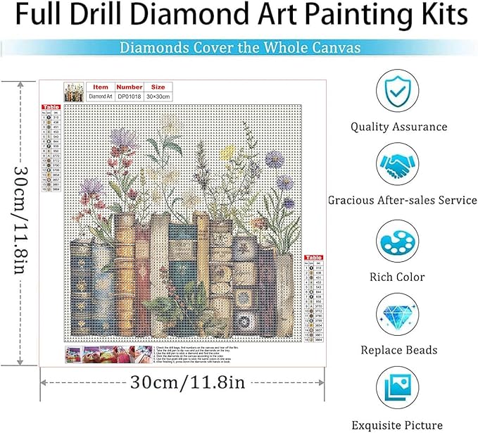 EIBEILI Diamond Art Kits for Adults, Book 5D Diamond Painting Kits for Beginner DIY Gem Art Full Drill Diamond Dots for Home Wall Decor Gifts 12x12inch