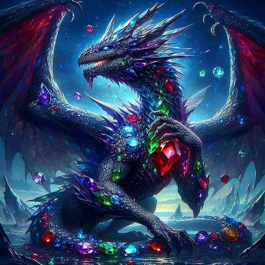 ijbnhd 5D Dragon Diamond Art Kits for Adults, Dragon Diamond Painting Kits for Adults, DIY Full Drill Gem Art Crystal Rhinestone for Wall Home Decor 14X14inch