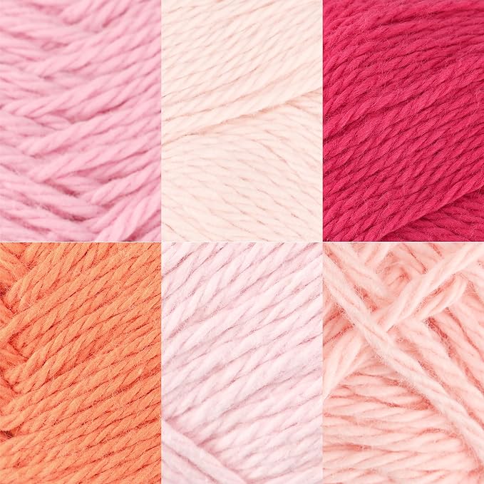 JubileeYarn Cotton Select Yarn - 50g/Skein Sport Weight - Daybreak Colorway - 6 Skeins