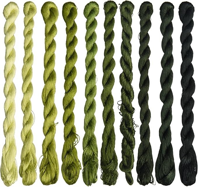 Natural 100% Silk Thread, Handmade Embroidery Thread Silk Floss 10 Colors 110m Each (44)